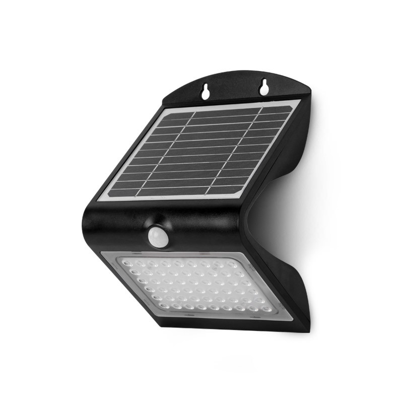 Applique Murale LED Solaire 4W 4000K Noir + Détecteur