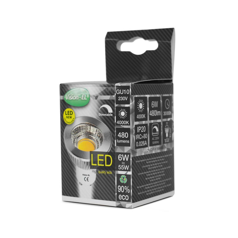 LED lamp GU10 Spot 6W 4000K Dimbaar Doos Aluminium 75°