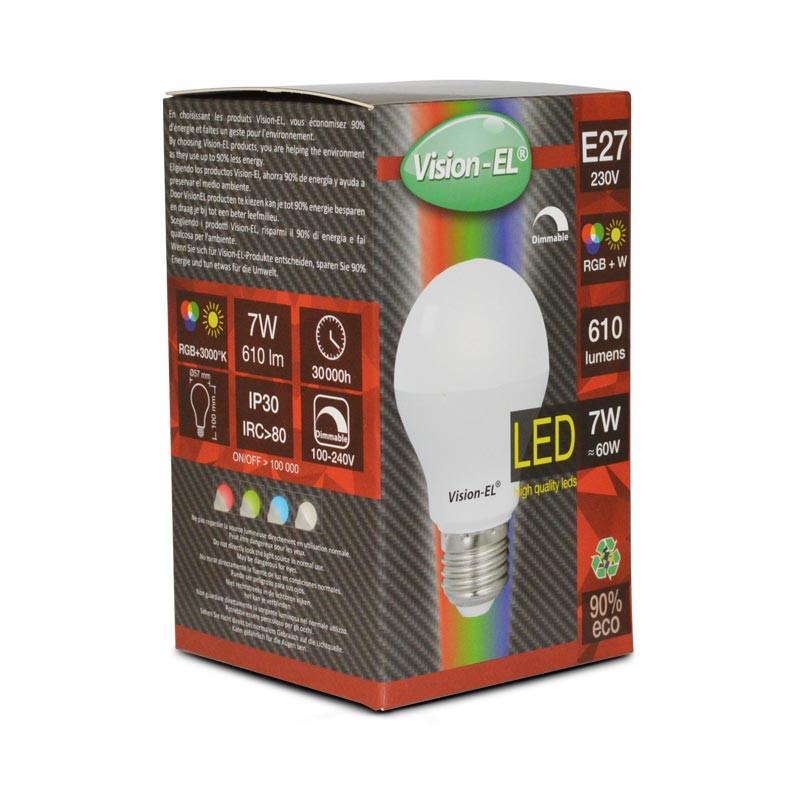 LED lamp E27 Bulb 7W RGB + Wit