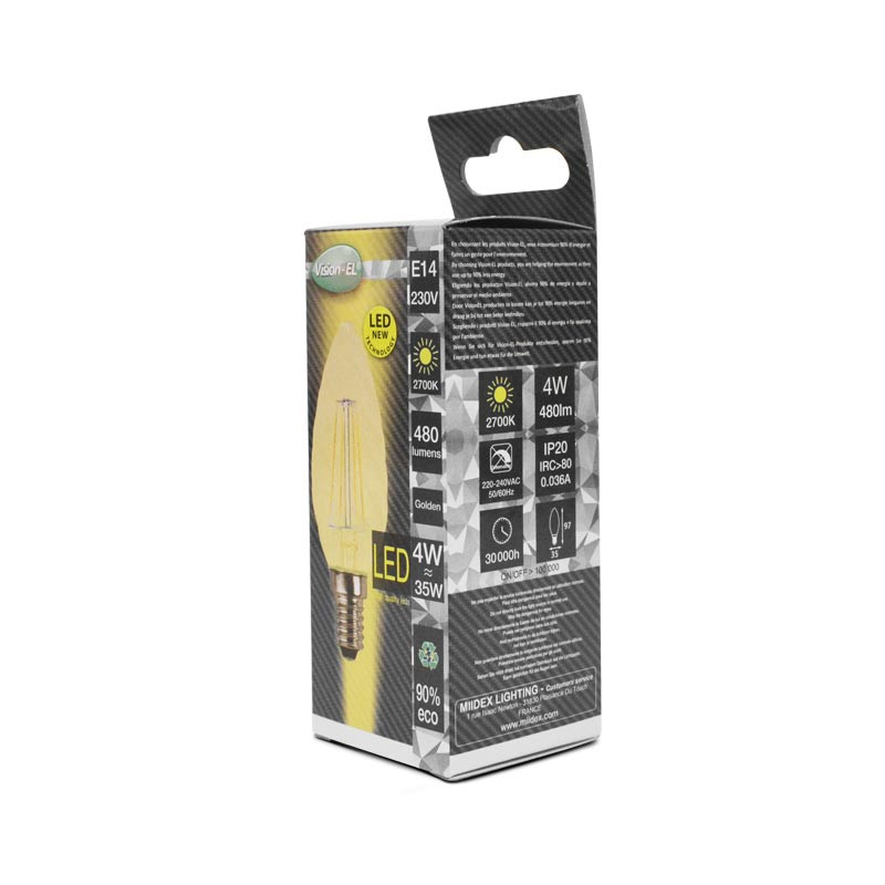 LED lamp E14 Filament Gedraaid Golden 4W 2700K