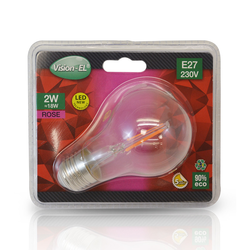 Lamp LED E27 Filament 2W Roze
