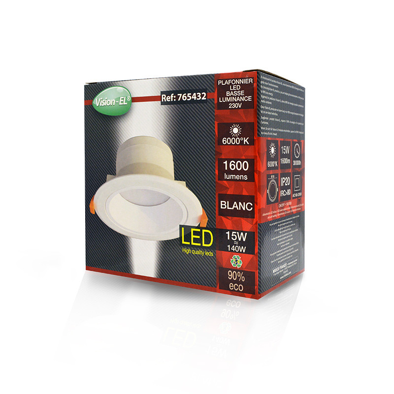 Downlight LED Wit rond lage luminantie Ø150mm 15W 6000K