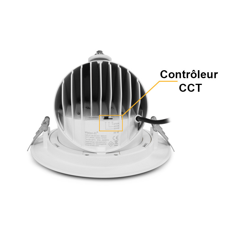 LED-Slakvorm Spotlight, richtbaar en roteerbaar Wit 38W CCT - 5 jaar garantie