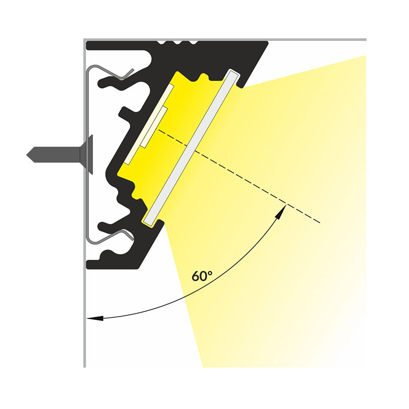 LED PROFILE ALU ANGLE 30° 1000MM  