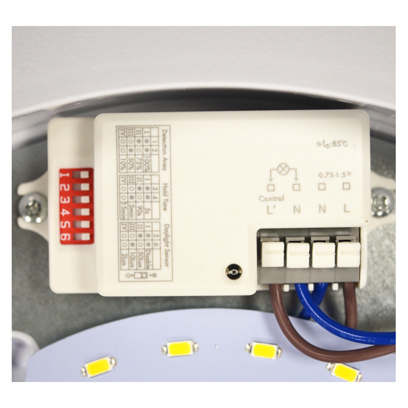 LED Hublot + Detector RF Ø300 18W 1450LM 4500K IP65 Zwart mat