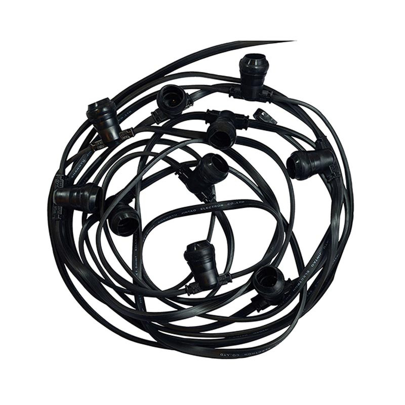 GUIRLANDE FORAINE CABLE PLAT NOIR 10 METRES 20 DOUILLES E27