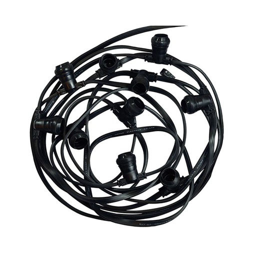 [51011] GUIRLANDE FORAINE CABLE PLAT NOIR 10 METRES 20 DOUILLES E27