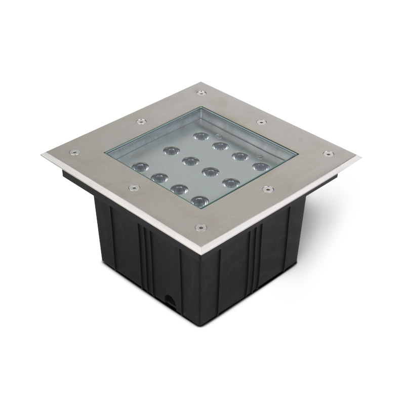 Spot LED Grond-inbouw Vierkant 12W 3000K Inox 316 L