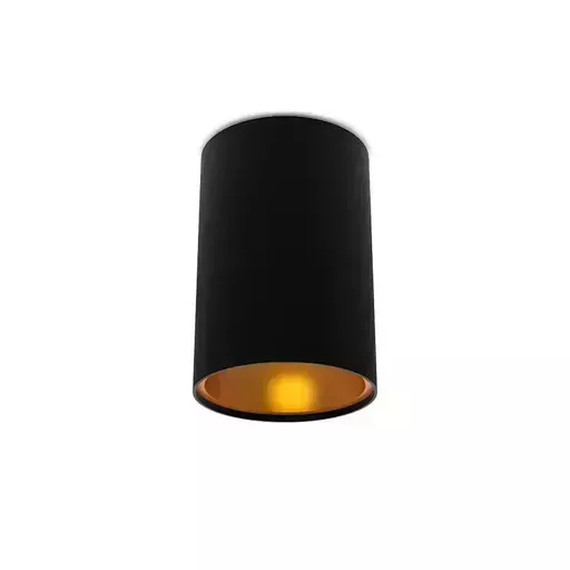 [6811] Spot Opbouw GU10 (zonder lamp) cilinder Zwart / Gouden