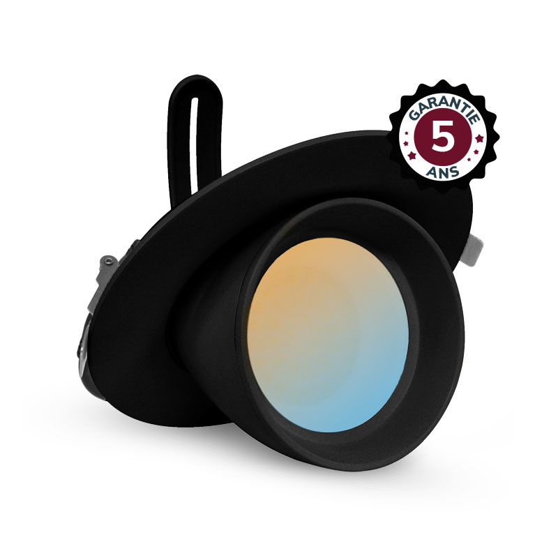 Spot LED Escargot Rond Inclinable et Orientable Noir 38W CCT GARANTIE 5 ANS