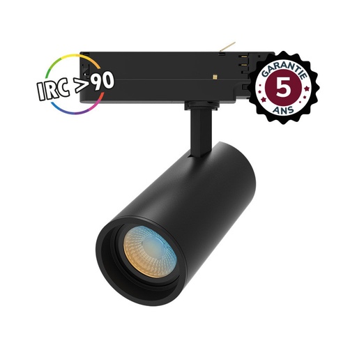 [100202] Ledspot voor driefasenrail Zwart 15W CCT IRC90 5J GARANTIE
