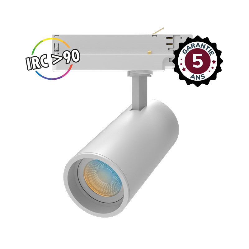 Spot LED sur Rail Blanc 35W CCT IRC90 GARANTIE 5 ANS