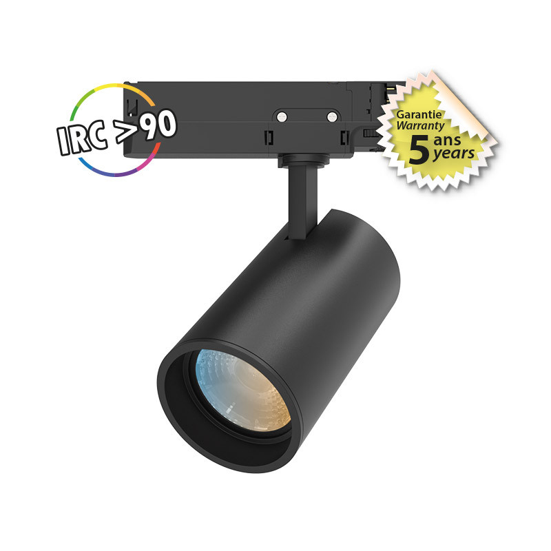 Spot LED sur Rail Noir 35W CCT IRC90 GARANTIE 5 ANS