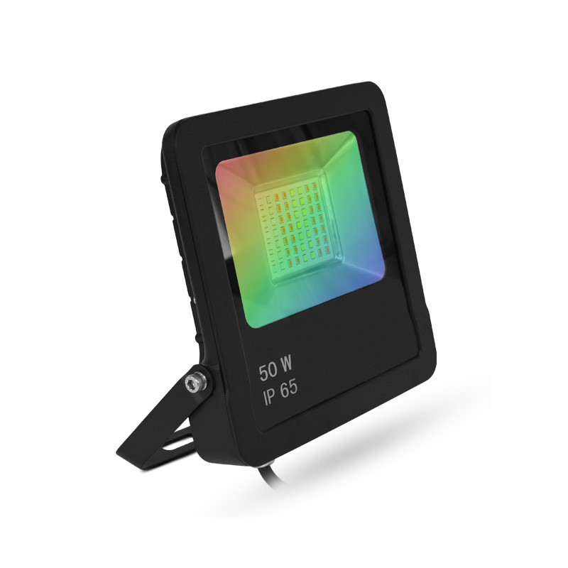 LED-SCHIJNWERPER ZWART 50W RGB IP65 DIMBAAR + AFSTANDSBEDIENING