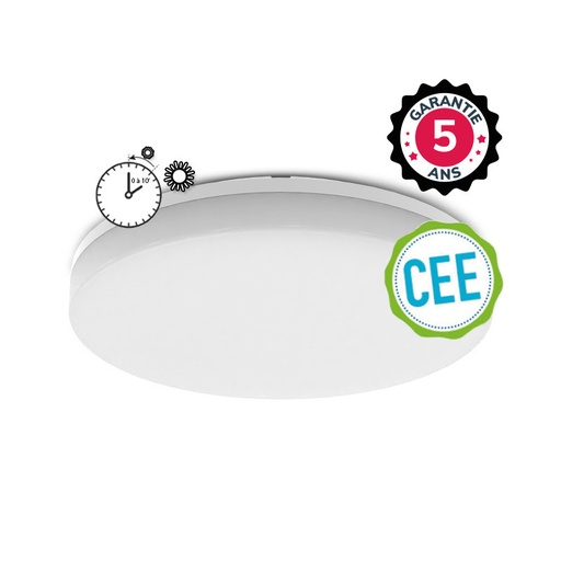 [100233] HUBLOT LED CLIPSO II ROND Ø280 MM 18W 4000K + RF DETECTOR MET UITDOOFWAARSCHUWING - 5 JAAR GARANTIE