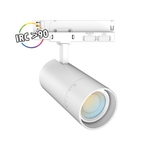 [100395] SPOT SUR RAIL 3PHASE 25/30/35W CCT ANGLE AJUSTABLE - BLANC