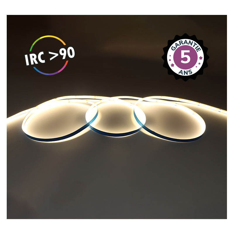 LED-STRIP-COB-3000K-5m-320 LED/m-9W/m-IP20-24V- 5 JAAR GARANTIE