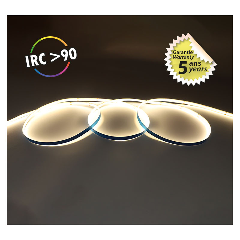 LED-STRIP-COB-3000K-5m-320 LED/m-9W/m-IP20-24V- 5 JAAR GARANTIE