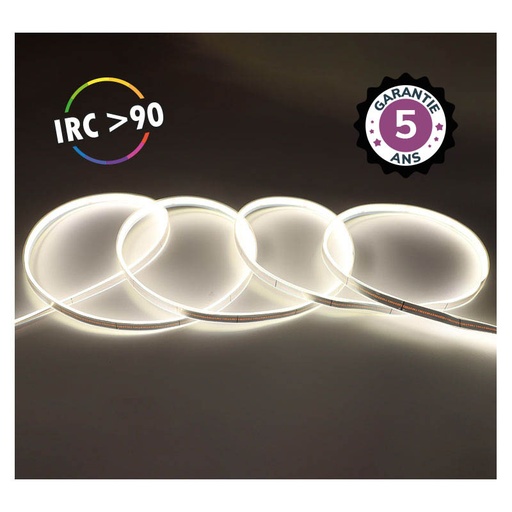 [100520] Bandeau LED COB 4000K 5 m 320 LED/m 9W/m IP65 - 24V - Garantie 5 ans