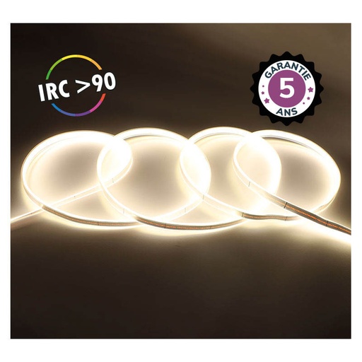 [100521] Bandeau LED COB 6000K 5 m 320 LED/m 9W/m IP65 - 24V - Garantie 5 ans