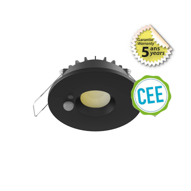 DOWNLIGHT-SPOT-6W-CCT 2700/3000/4000K-DIMMABLE + DETECTOR -BLACK- 5 YEAR WARRANTY