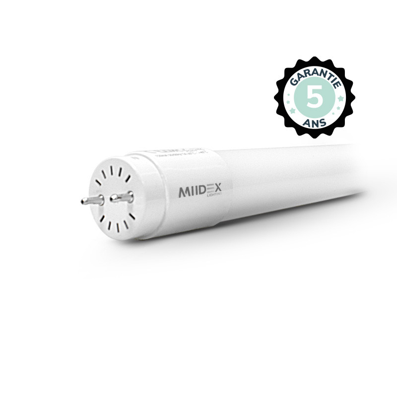 TUBE LED T8 18W 4000K 1500 MM P/N MÊME CÔTÉ + STARTER - GARANTIE 5 ANS