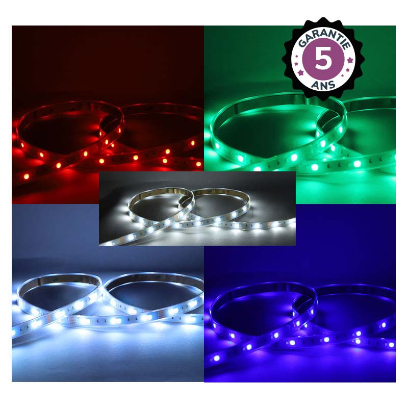 Bandeau LED RGB+4000K 5m 60 LED/m 2.5W/m IP67 - 24V 