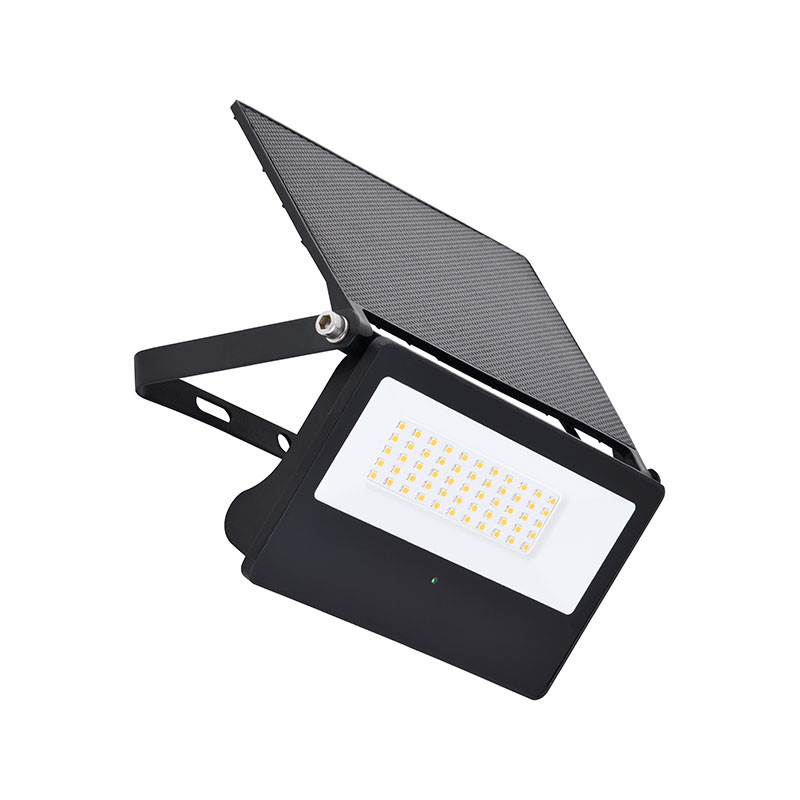 FLOODLIGHT LED SOLAR - BLACK 12W 3000K IP65 + DETECTOR RF