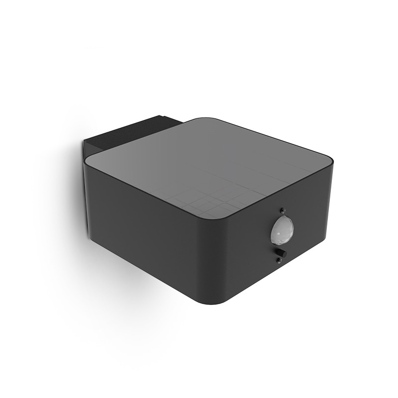Applique Murale Noire Carrée LED Solaire 5W 3000K + Détecteur IR