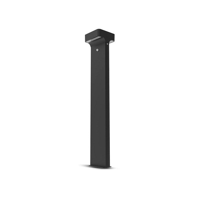 LED LIGHTING POST BLACK-SQUARE SOLAR 6W 3000K 950MM + DETECTOR IR