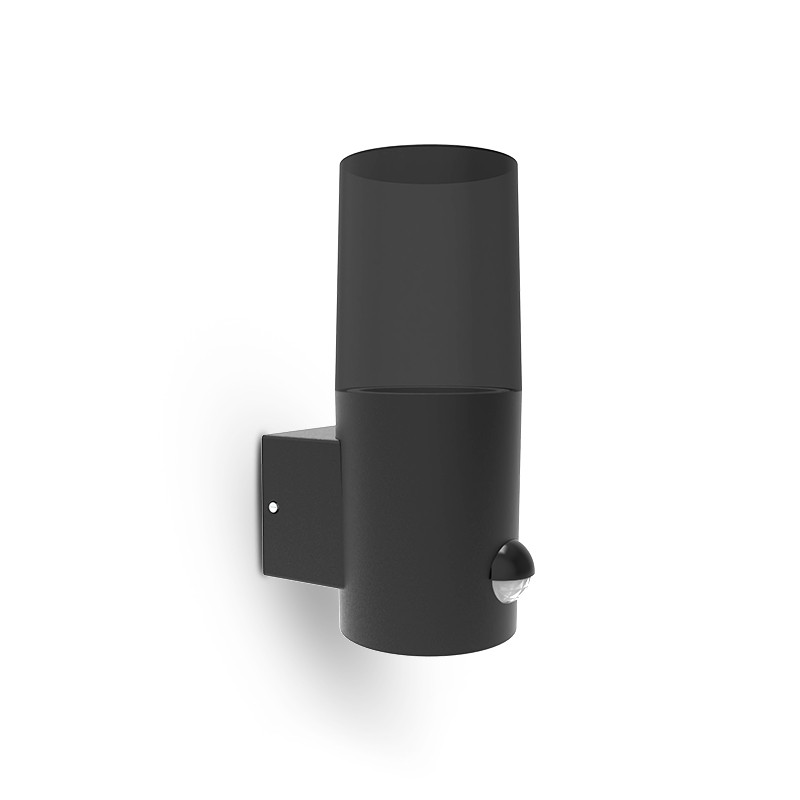 WALL MOUNT LED CYLINDRICAL E27 BLACK + IR DETECTOR