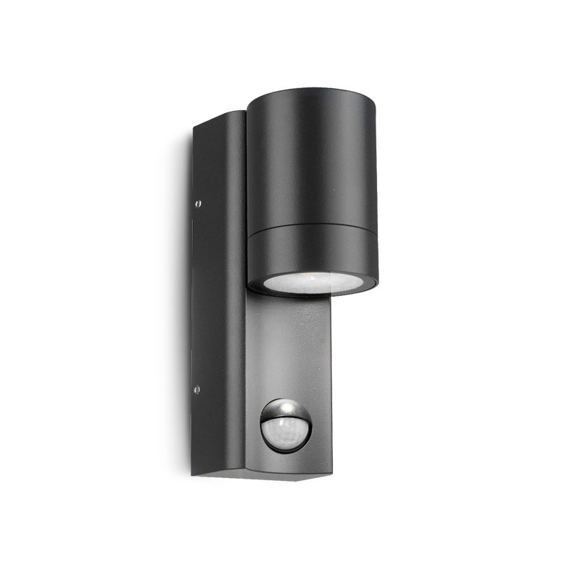 WALL MOUNT LED CYLINDRICAL GU10 BLACK - IR DETECTOR