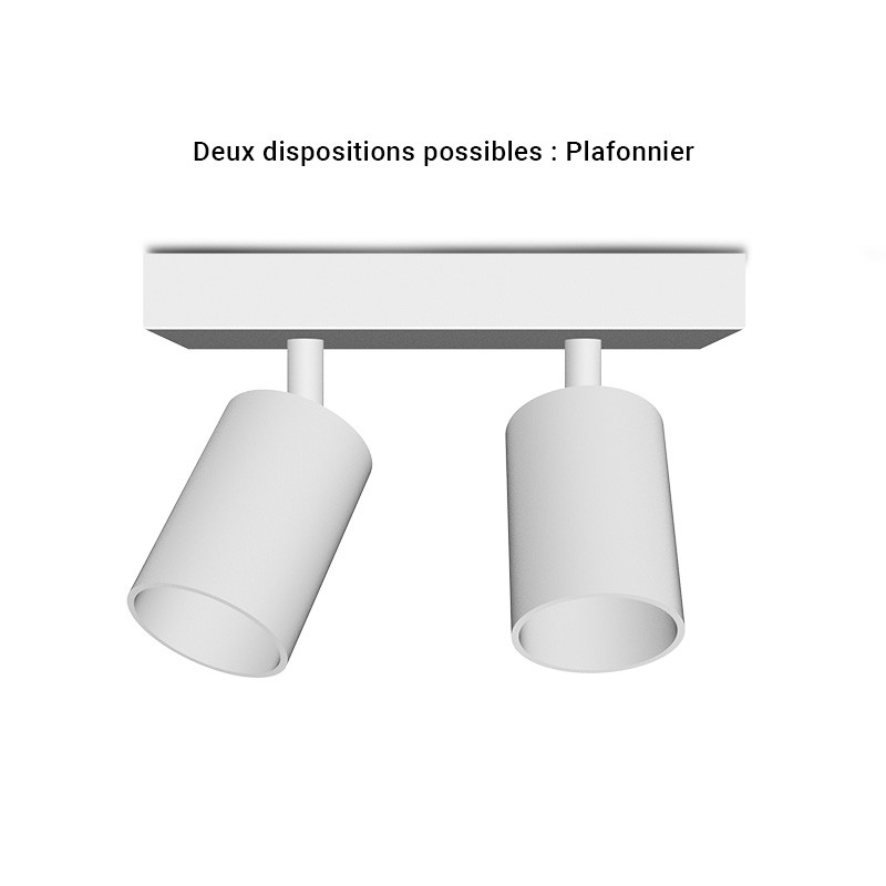 Applique orientable 2 spots blanche GU10 x2