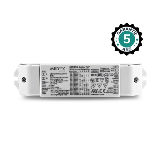 [7547] VOEDING VOOR LED 13-36W, 3-66VDC, DIMBAAR DALI / PUSH / 0-10V