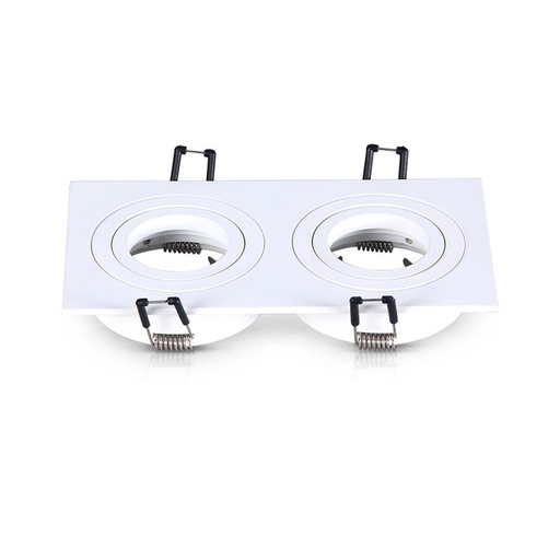 [7717] SUPPORT PLAFOND ROND DOUBLE INCLINABLE/ORIENTABLE BLANC 175x93mm