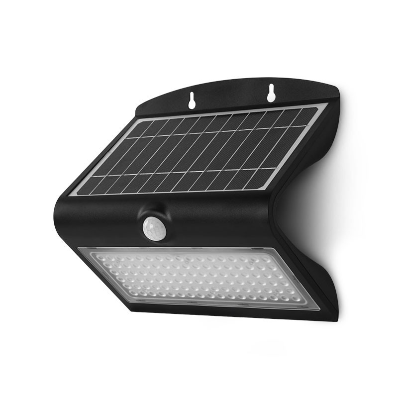 Applique Murale LED Solaire 6.8W 4000K Noir + Détecteur