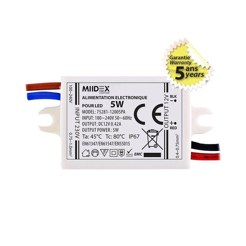 NDRD Alimentation pour LED 5W 12V DC