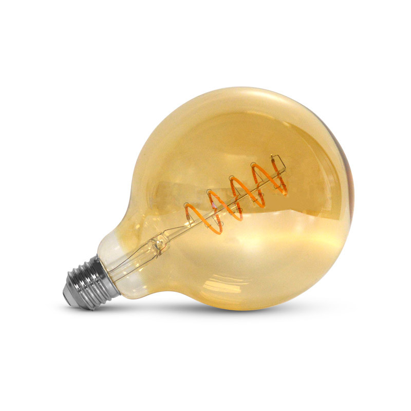 LED lamp E27 G125 Filament Spiraal 4W 2700K Golden