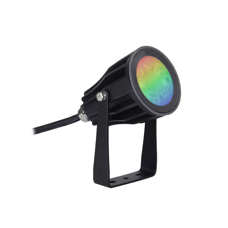 Zwart LED-Schijnwerper 230V 6W RGB+Wit CCT IP65