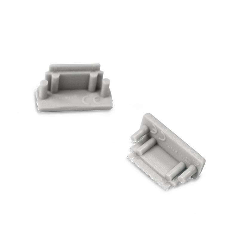 Terminaison Gris pour Profile Plat 14,4mm Pack de 2