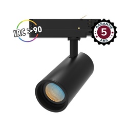 [100204] SPOT LED SUR RAIL NOIR 25W CCT IRC90 GARANTIE 5 ANS
