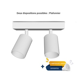 [101071] Applique orientable 2 spots blanche GU10 x2