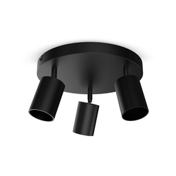 [101074] ARMATUUR PLAFOND ZWART 3 SPOTS GU10
