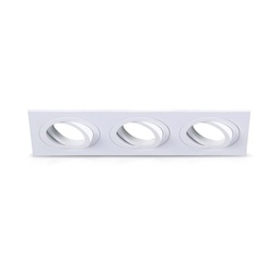 [77170] SUPPORT PLAFOND ROND TRIPLE BLANC INCLINABLE/ORIENTABLE 258x93 mm