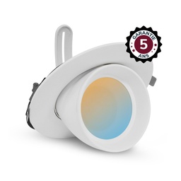 [767440] Spot LED Escargot Rond Inclinable et Orientable Blanc 38W CCT GARANTIE 5 ANS